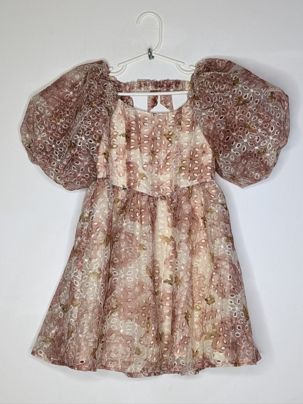 NWT Noralee Nina Blush Pink Cream Eyelet Lace Puff Sleeve Peonie Floral Dress 6